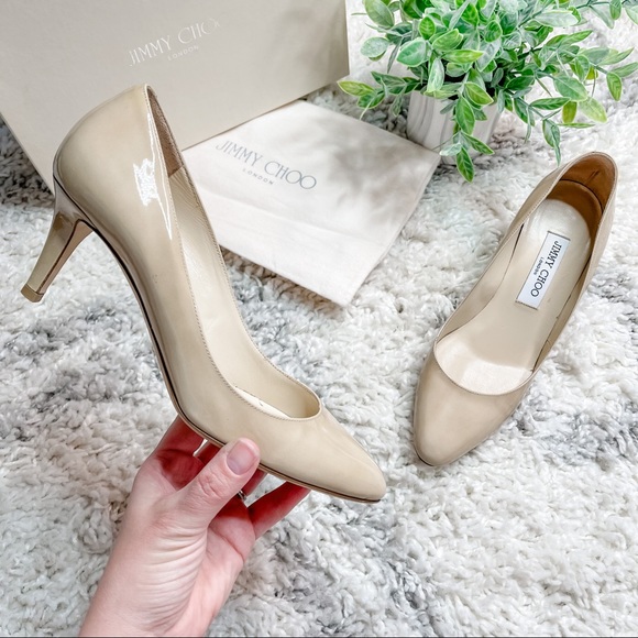 Jimmy Choo Shoes - Jimmy Choo Patent Leather Heels Classic Nude Pumps Size 39